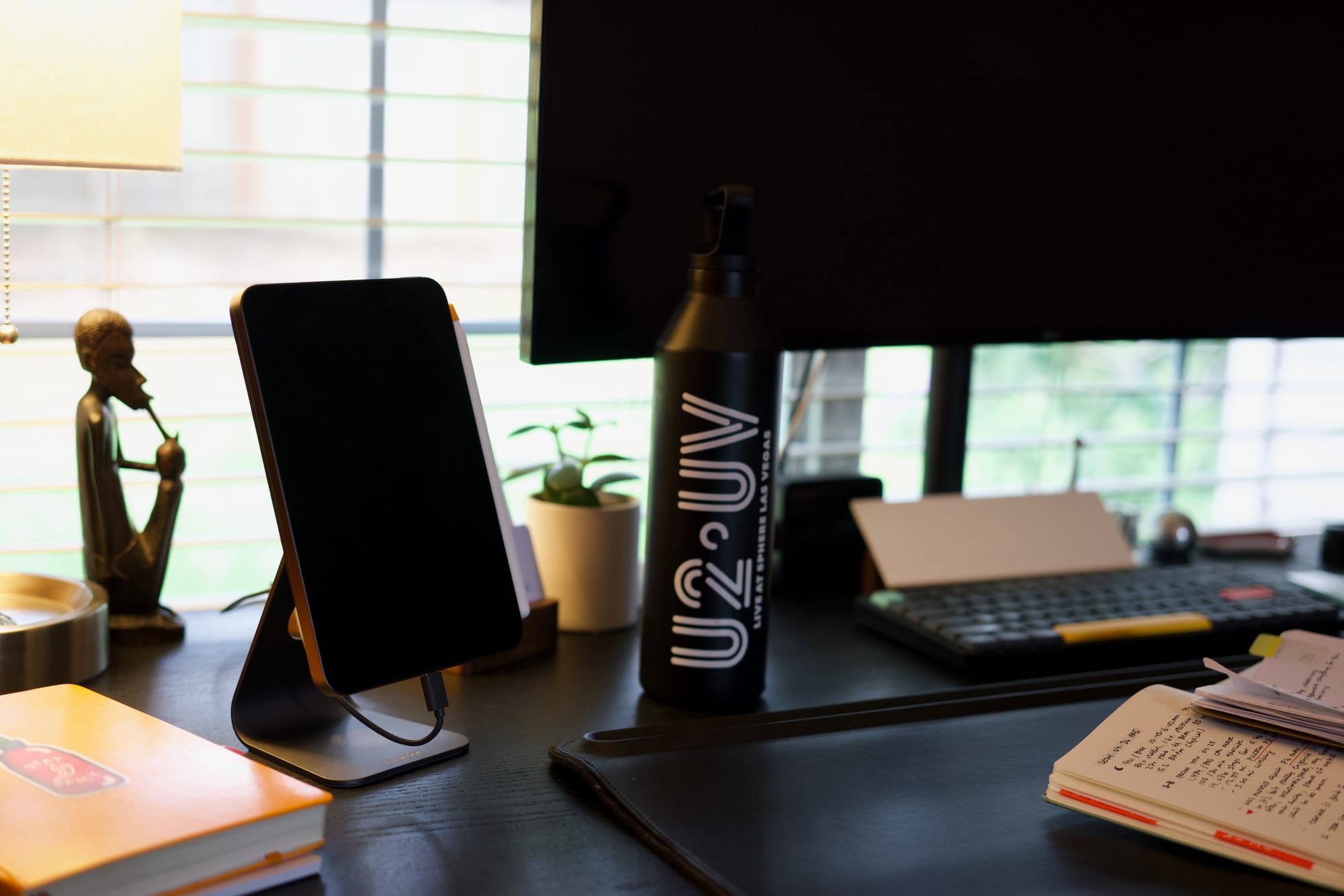 The desk, with lots of notebooks where various thoughts and writing has long been collected. 